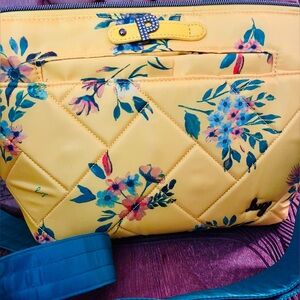 Lug Yellow RFID Floral Quilted Crossbody Bag
